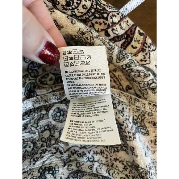 American Eagle Women's Top Lg Flowy Beachy Romantic Boho Festival Peasant Hippie - Picture 8 of 14